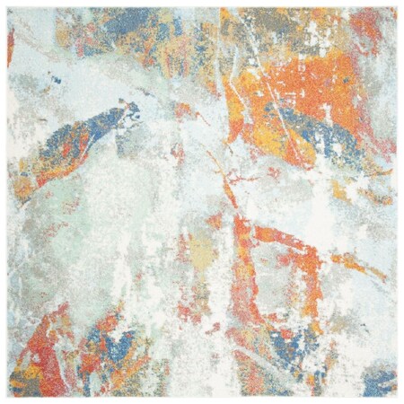 Safavieh 6 ft. 7 in. x 6 ft. 7 in. Prism Square Power Loomed Area RugCream & Blue PSM506A-7SQ